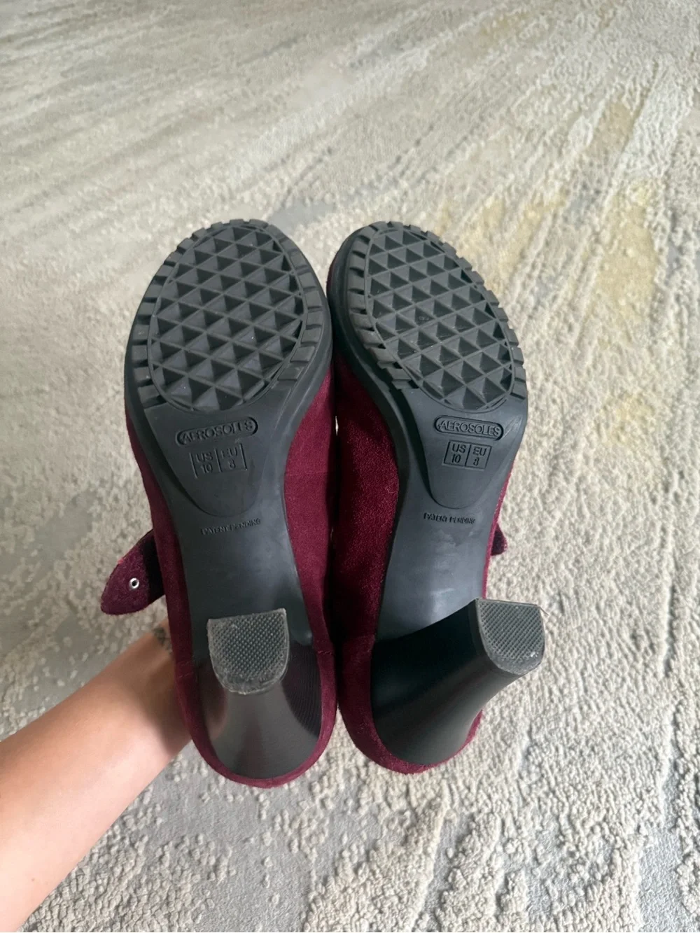 AEROSOLES Wine Burgundy Suede Mary Jane Heels comfort pumps 10